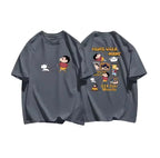 2026 Summer Comic Form Crayon Shin-chan Image 100% Cotton Printed Oversize Casual T-shirt Adult Children Parent-child Top y2k.