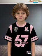 67 Meme T-Shirt for Kids Funny Digital 3D Print Number 67 Football Jersey T Shirt Loose Jersey Style Fashion Children's Clothing