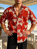 Men's Hawaiian Shirt  Japanese Ukiyo-E Wave Print, Short Sleeve, Button-Down,Casual Beach Shirt, Oversized Summer Blouse for Men