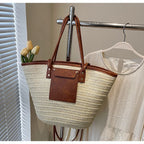 Handmade Beach Vacation Straw Woven Bag For Women Single-Shoulder Summer Straw Beach Bags Shopper Baskets Bohemian Large Tote Ba