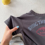 2026 Summer New Children Short Sleeve T Shirts Cotton Boys Letter Print Casual Tee Baby Girls O-neck Loose Tops Kids Clothes