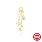 AIDE Star Moon Chain Tassel  925 Sterling Silver Shiny For Woman Piercing Earring Fashion Dainty Luxury Style fine jewelry