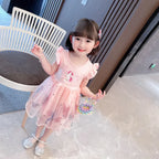 Girls Clothes 2026 New Summer Princess Dresses Flying Sleeve Kids Dress Unicorn Party Baby Dresses for Children Clothing 1-6Y