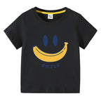 Cute Smiling Banana Kids Short Sleeve T Shirts Boys Girls Same Style Cartoon Casual Tees Comfortable Children Clothing