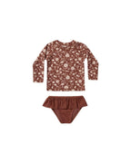 Summer RC Baby Girls Long Sleeve One-piece Swimsuit Set Toddler Girl Sunscreen Floral Bikini Suits Kids Swimwears Bodysuit 1-12Y