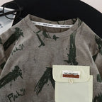 Children Streetwear 2 Piece Outfit boys 1-5 Years Summer Cotton Short Sleeve T-Shirt Denim Shorts Graffiti Print set