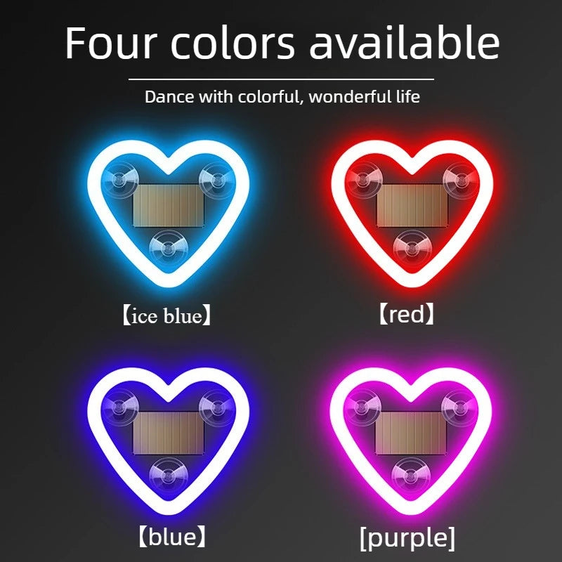 Car solar triangle window peach heart love atmosphere light car modification neon light USB heart light