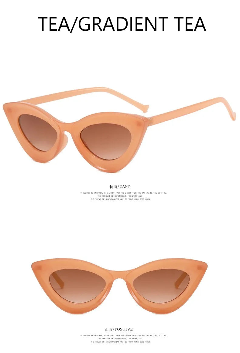 Small Frame Sunglasses Men Women Vintage Cat Eye Sun Glasses Brand Designer Concave Black Cateye Eyewear Shades UV400