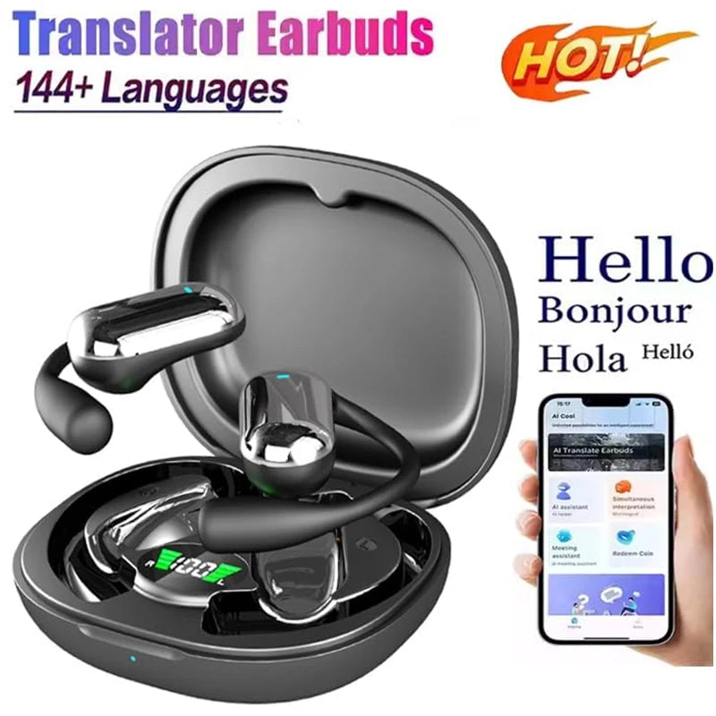 UYUXIO Real Time AI Language Translation Earbuds OWS Translator Headphone with 144 Languages Earphone Ear Buds for Business