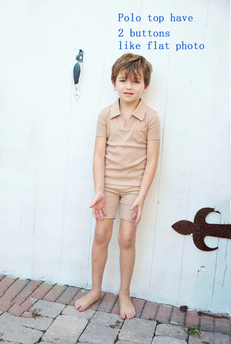 AS 2024 Girls Clothes Short Sleeve 3/4 Kids Boys Clothes For Summer Outfits Girls Clothing Children Ribbed Sets Dress