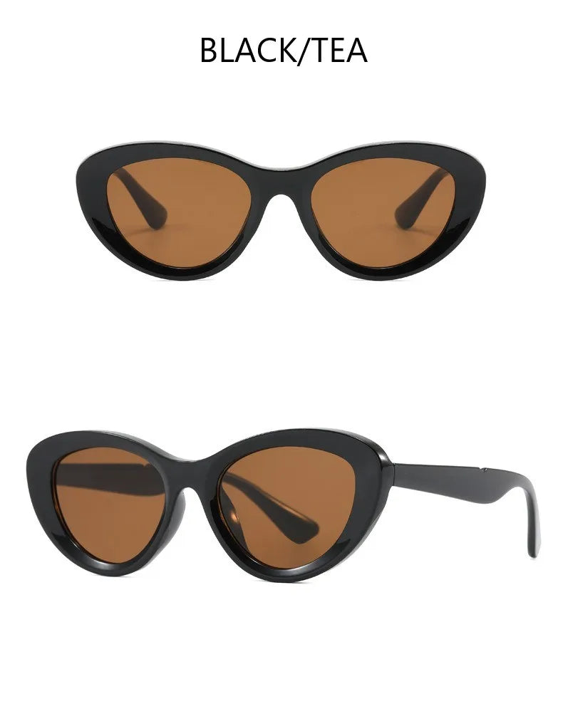 Retro Concave Cat Eye Sunglasses Women Fashion Brand Designer New Sun Glasses Cateye Eyeglasses Shadow for Female