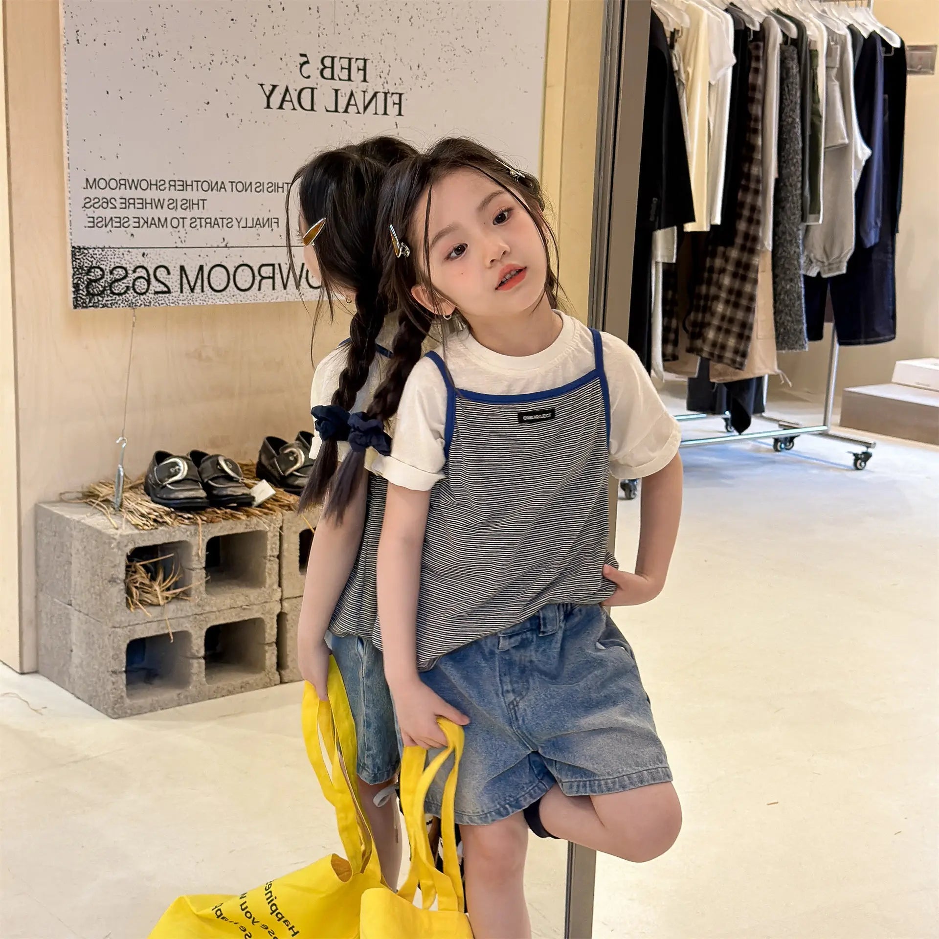 2026 Summer New Children Sleeveless T Shirts Cute Girls Bottoming Shirts Cotton Baby Girl Striped Sling Vest Kids Clothes