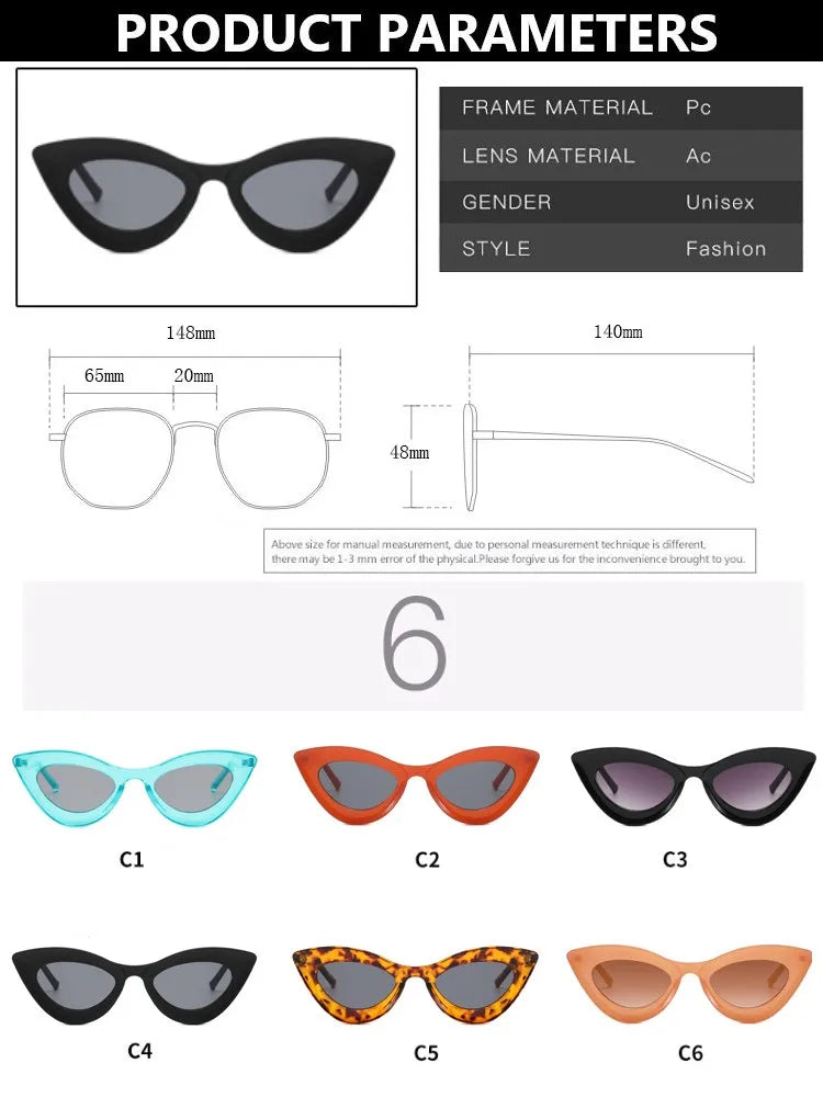 Small Frame Sunglasses Men Women Vintage Cat Eye Sun Glasses Brand Designer Concave Black Cateye Eyewear Shades UV400