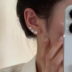 12 Pairs Set Stainless Steel Stud Earrings with Gemstone Buds Round Earrings Unisex Fashion Jewelry Gifts