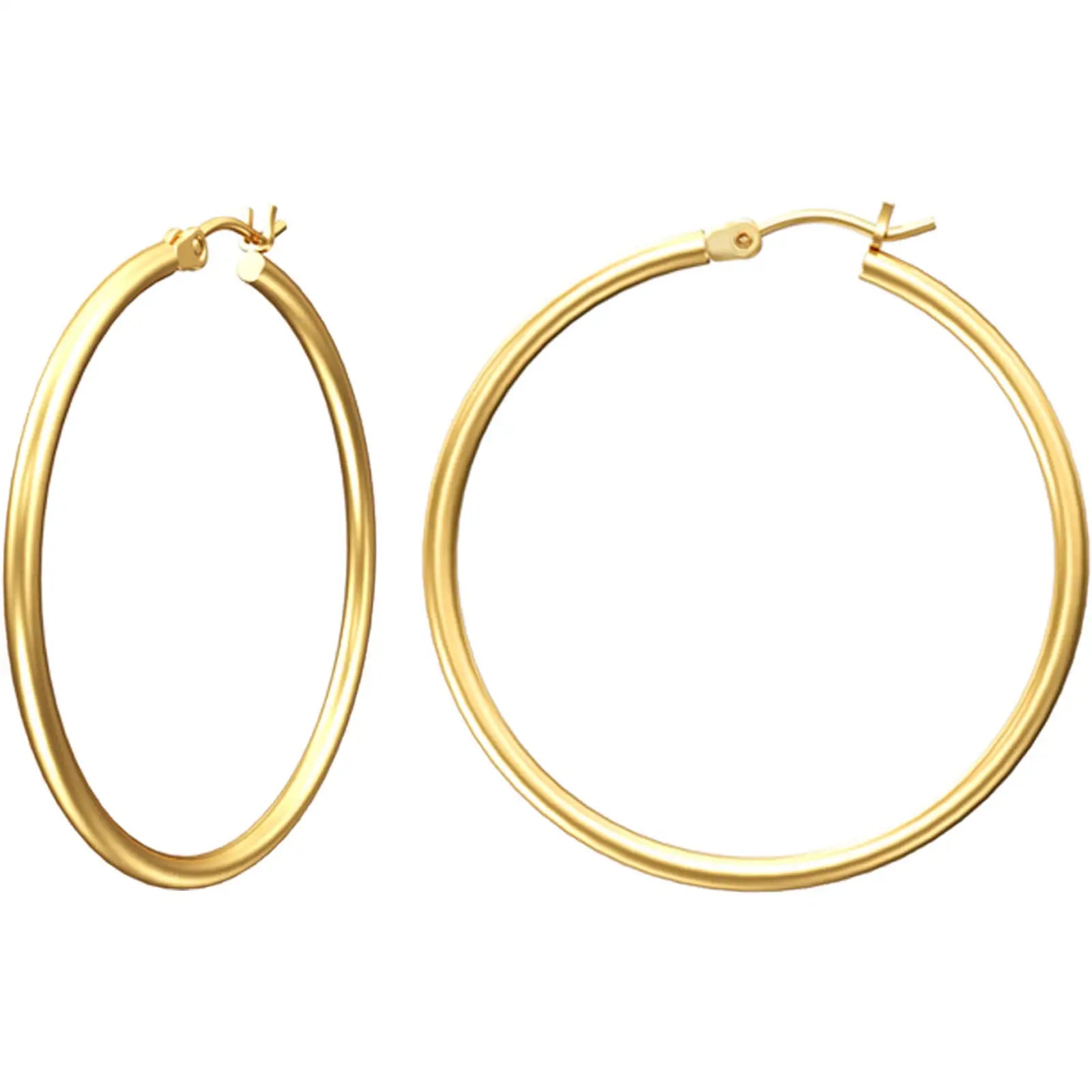 Shevalues Hoop Earrings Set for Women Man 14K Real Gold Plated Copper Hoops with 925 Sterling Silver Needle New Modern Jewelry