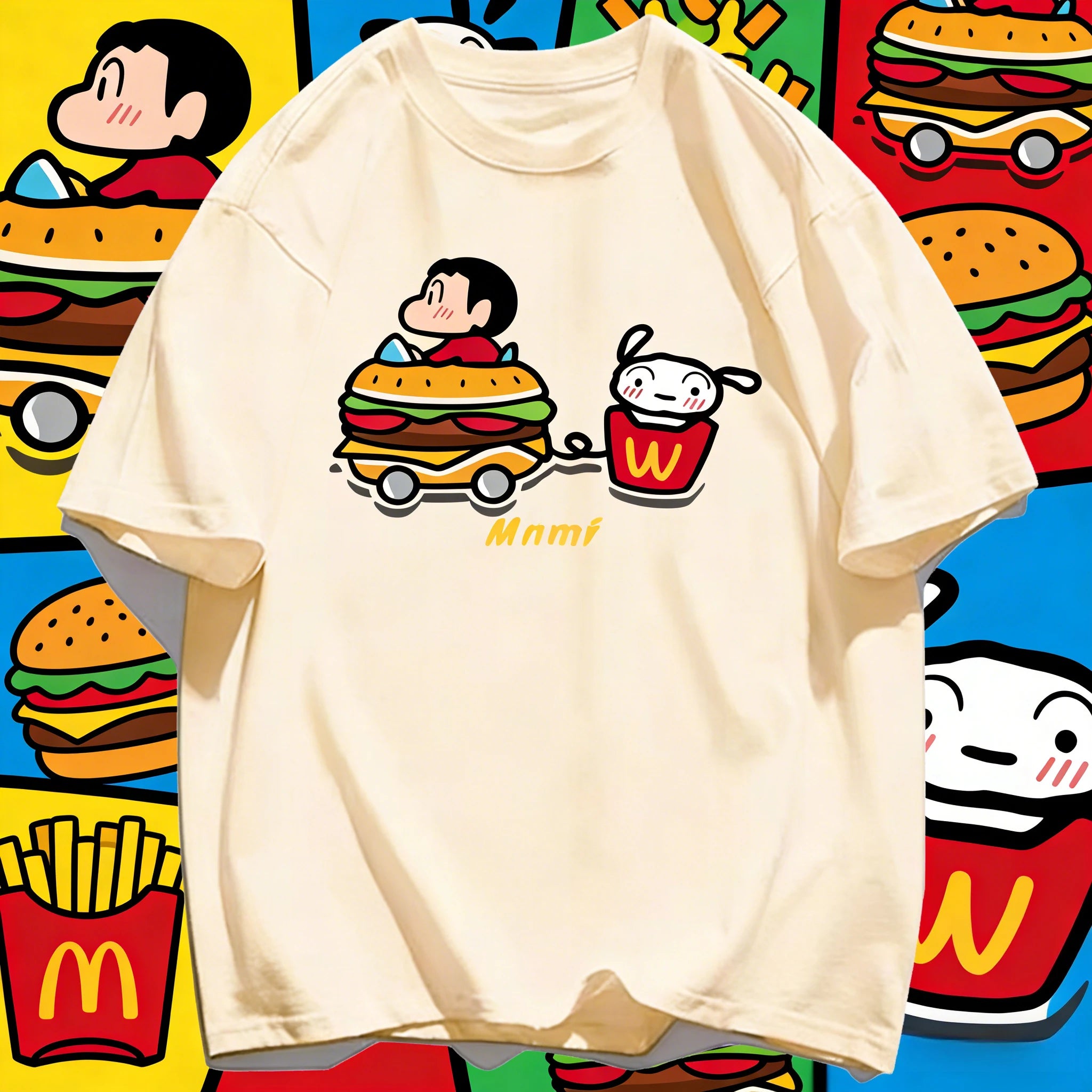 2026 Summer Comic Form Crayon Shin-chan Image 100% Cotton Printed Oversize Casual T-shirt Adult Children Parent-child Top y2k.