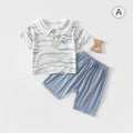 0-3Y Baby Boys 2Pcs Summer Outfit Wave Stripe Polo T-Shirt + Shorts Infant Set Skin Friendly Casual Baby Clothes
