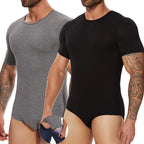 Mens Short Sleeve Full Body Shaper Bodysuit Tummy Control Romper Pajamas Waist Trainer Slimming Shapewear Underwear Undershirts