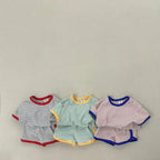 2026 Summer New Children Short Sleeve Clothes Set Boys Girls T Shirts + Shorts 2pcs Suit Baby Cute Striped Kids Casual Outfits