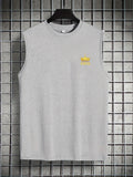 Men's Summer Leisure Sports Fitness Loose KING Crown Pattern Printed Comfortable Breathable Round Neck Sleeveless Tank Top