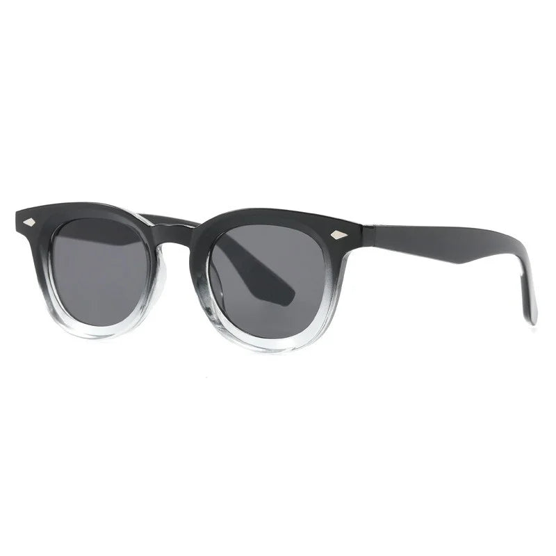 Vintage Punk Square Sunglasses Women Brand Fashion Concave Sun Glasses Men Shades UV400 Olive Green Leopard Rivets Eyewear