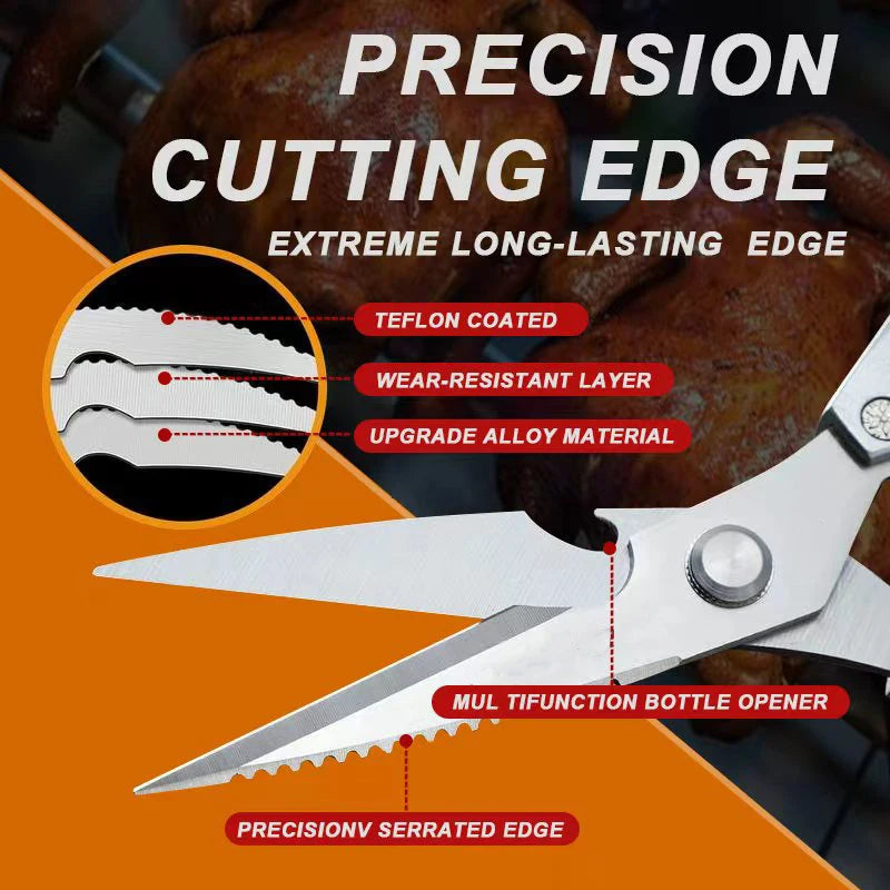 Multi-Purpose Kitchen Scissors, Ultra Sharp Heavy-Duty Cooking Shears, Stainless Steel & Dishwasher Safe - For Meat, Chicken