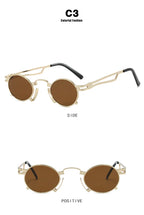 Retro Punk Round Sunglasses Small Frame Unisex 2025 New Trendy Vintage Metal Eyewear Designer Shadow for Women UV400 Protection