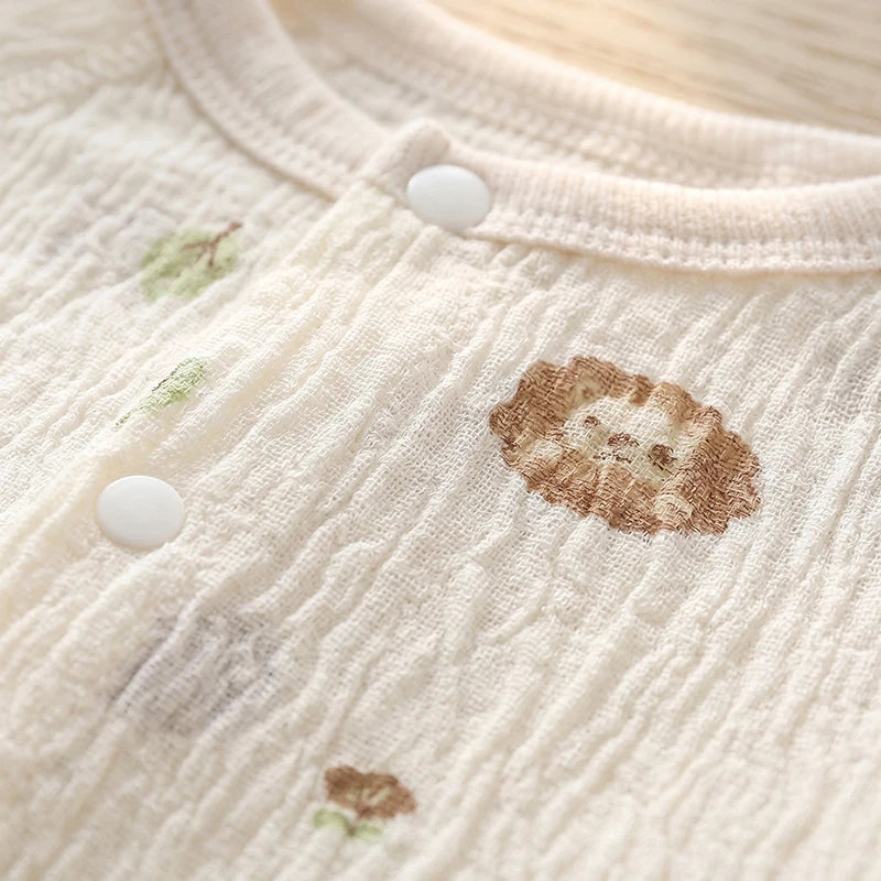 0-24M Infant Boys Cartoon Lion Long Sleeve Romper Air Conditioner Breathable Baby Jumpsuit Toddler Onesie Daily Clothes