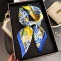 Lemon Print Silk Square Scarf Women Luxury Soft Satin Kerchief Thin Neck Scarf Fashion Sunscreen Headscarf For Women Bag Ribbon