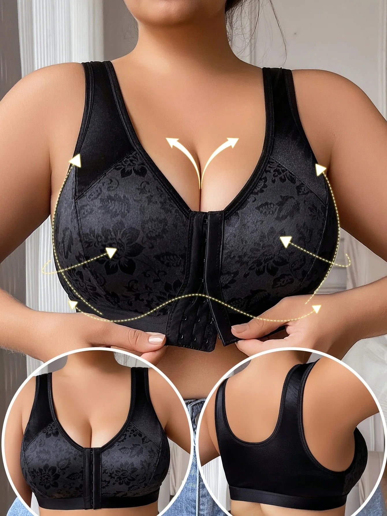 A Solid Color Plus Size Women's Bra Crop Sleep Top Featuring a Front Button And Back Design, Made from Soft And Comfortable