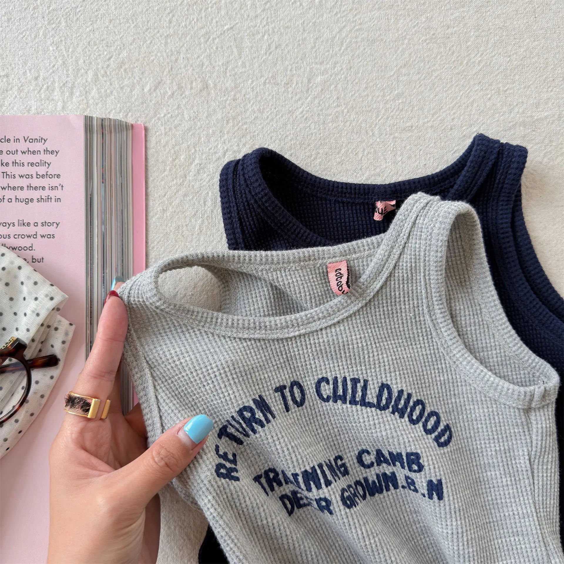 2026 Summer New Children Sleeveless T Shirts Cotton Boys Girls Letter Print Vest Toddler Fashion Casual Tops Kids Clothes