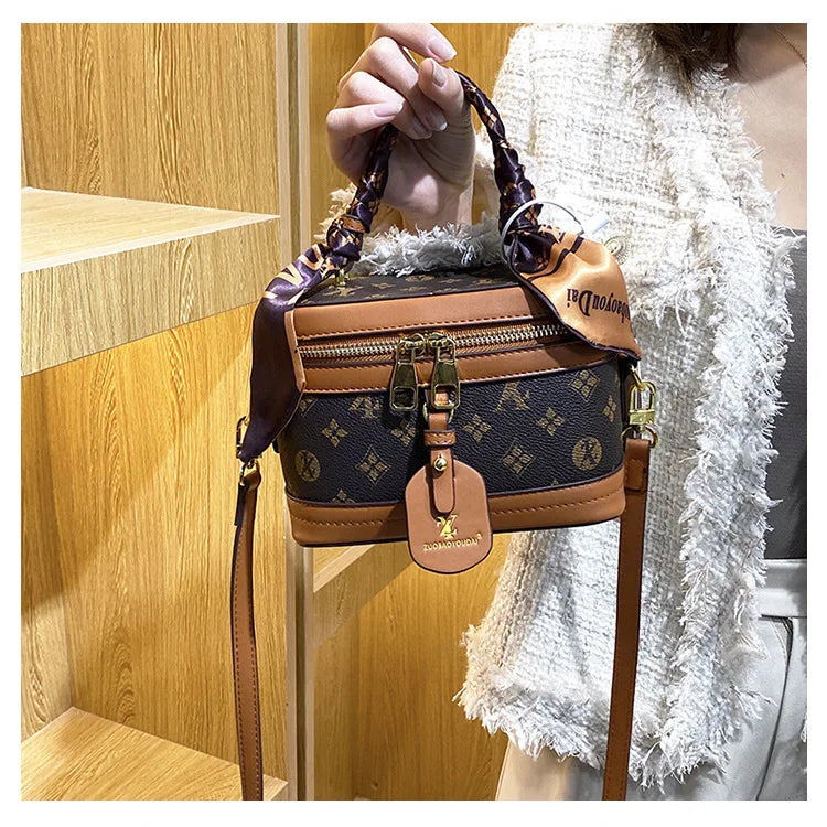 Brand Designer Women's Printed Box Bag Handbags Ladies Retro Patchwork Handbags Wild Portable Shoulder Corssbody Cosmetic Bag
