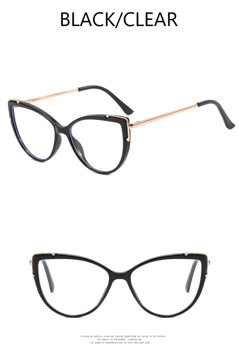 Metal Cat Eye Glasses Frame Woman Fashion TR90 Brand Designer New Trend Cateye Computer Eyewaer Gradient Color Frame Eyegalsses