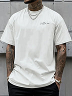 100% pure cotton summer men's fashionable casual loose c'est la vie letter double-sided printed round neck short sleeved T-shirt