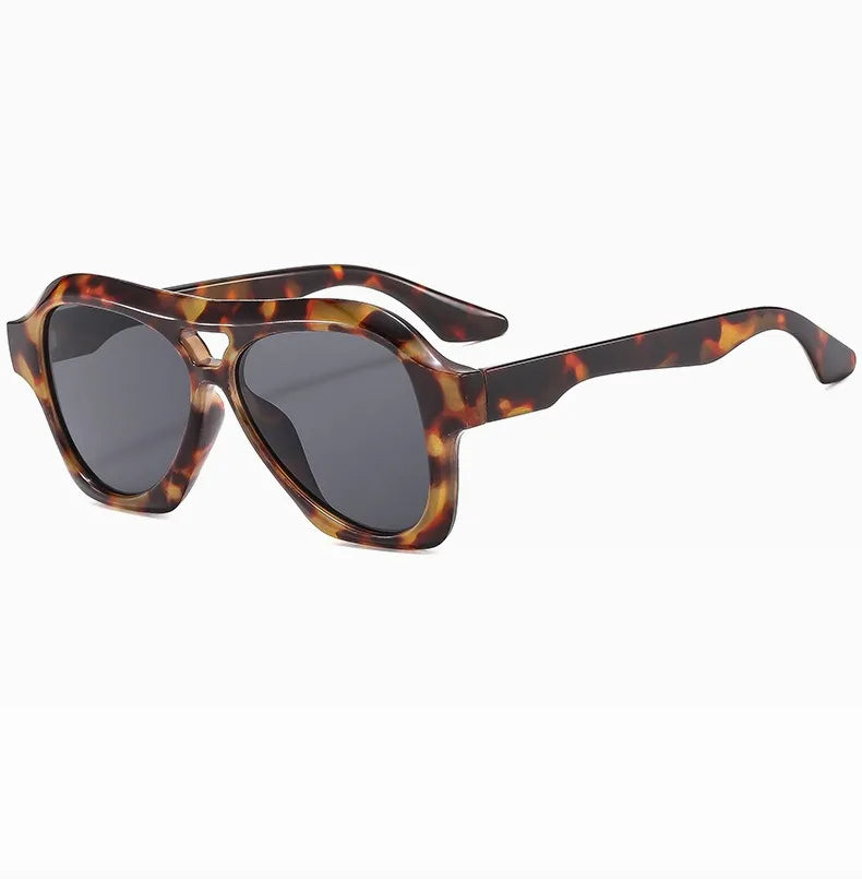 Retro Double Beam Large Frame Sunglasses for Women New Retro Fashion Brand Square Sun Glasses Eyeglasses Men Lentes De Sol Mujer
