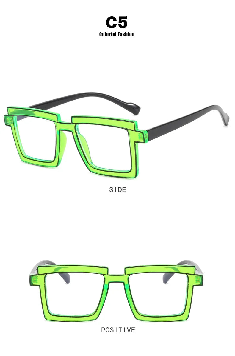 Retro Personality Rectangular Glasses Frame Woman Man Brand Designer Fashion Square Eyeglasses TR90 Eyewear with Pouch & Cloth