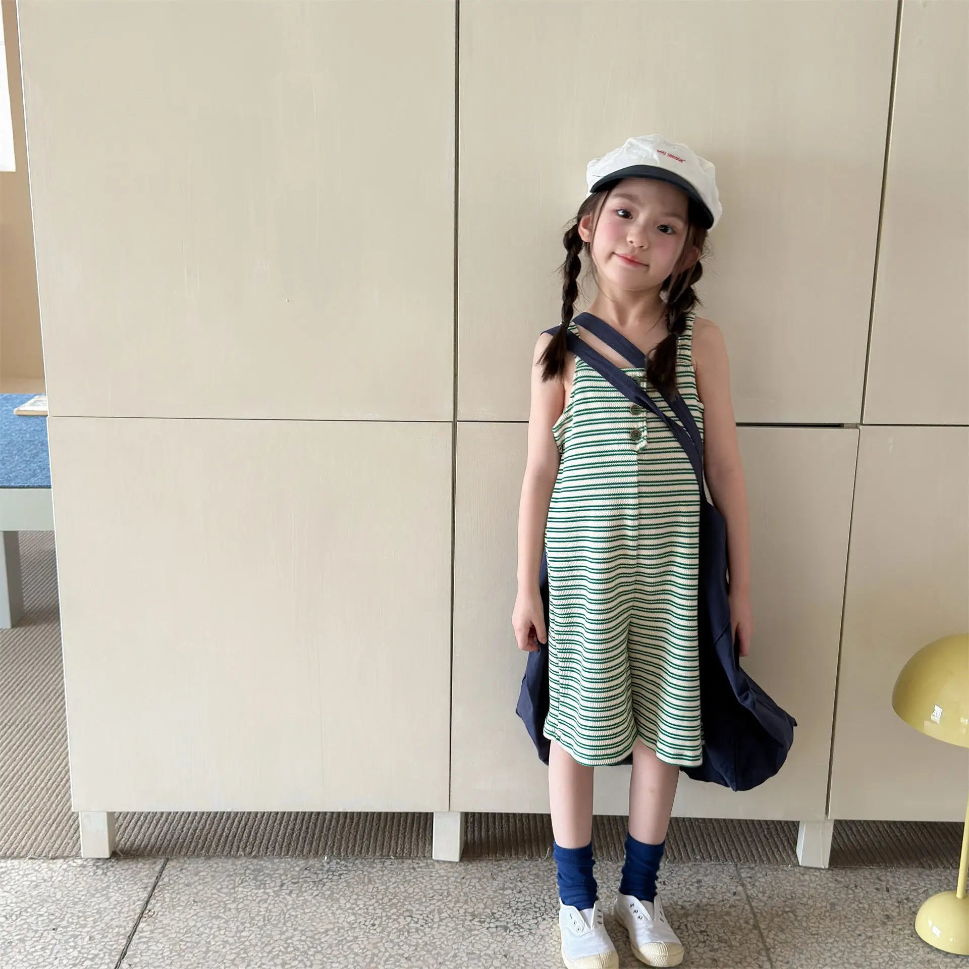 2026 Summer New Children Loose Casual Overalls Toddler Girls Sling Jumpsuit Cotton Boys Thin Striped Strap Shorts Kids Clothes