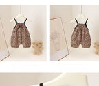 Summer Baby Girls Leopard Print Jumpsuit Infant Sleeveless Suspender One Pieces Bow Decor 0-3Y Toddler Romper Clothes