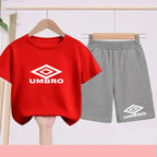Children's Summer Boys and Girls Sports T-shirts in White-casual Short-sleeved Short Set - Two-piece Set-suitable for Ages3to13