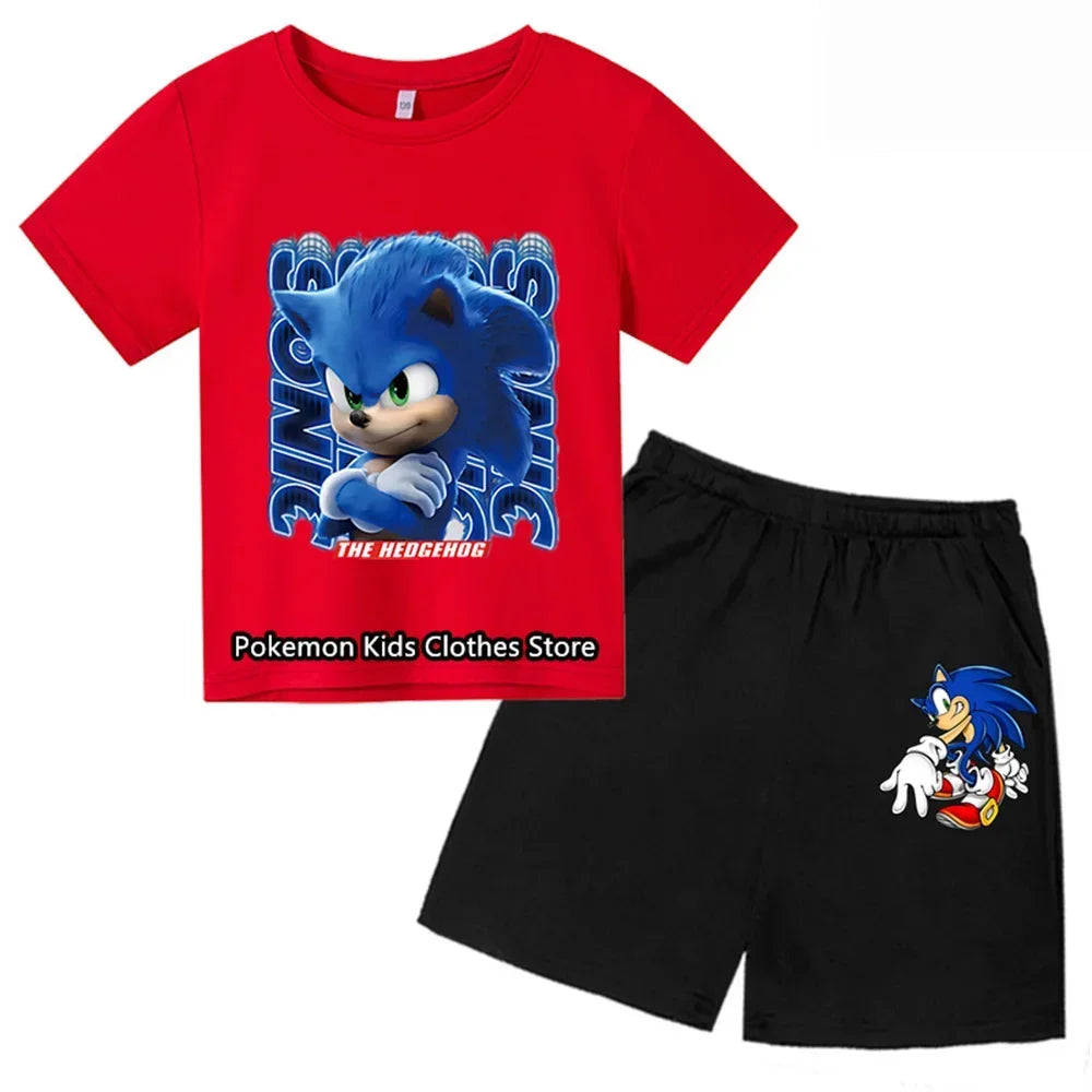 marque tendanceEnsemble de vêtements de sport décontractés pour garçons et filles de 3 à 12 ans, haut à manches courtes + short,