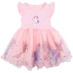 Girls Clothes 2026 New Summer Princess Dresses Flying Sleeve Kids Dress Unicorn Party Baby Dresses for Children Clothing 1-6Y