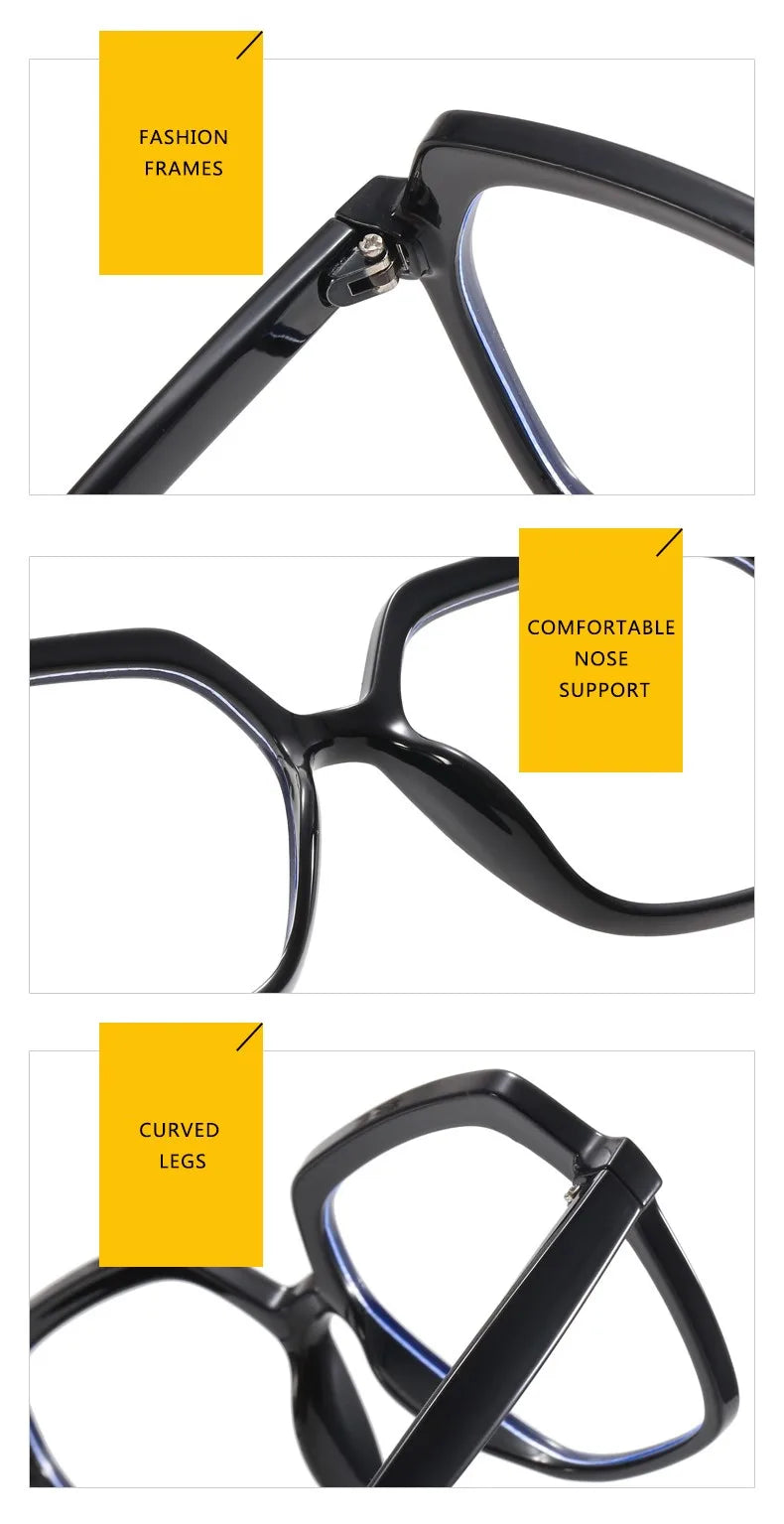 Eye Glasses Frame Fashion Casual Plain Glasses Anti Blue Light Retro Square Eyeglasses without Degrees Colorful Frame Eyewear