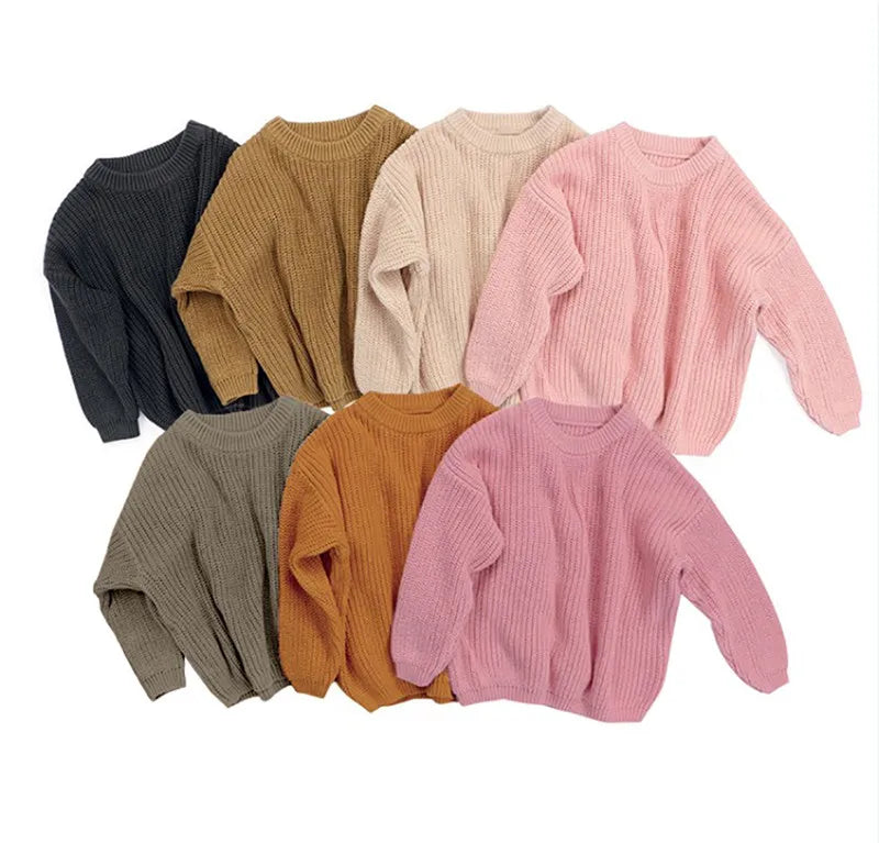 Autumn Newborn Baby Girl Boy Knitted Long Sleeve Warm Sweater Winter Candy Colors Loose Pullover Casual Tops Kids Clothes 3M-5Y