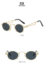 Retro Punk Round Sunglasses Small Frame Unisex 2025 New Trendy Vintage Metal Eyewear Designer Shadow for Women UV400 Protection