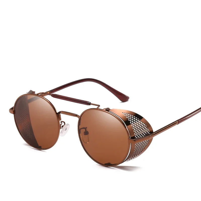 Trendy Retro Steampunk Sunglasses Men Brand Designer Round Steam Punk Alloy Sun Glasses Goggle For Women UV400 Gafas de Sol