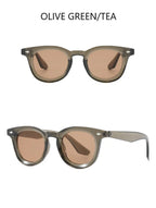 Vintage Punk Square Sunglasses Women Brand Fashion Concave Sun Glasses Men Shades UV400 Olive Green Leopard Rivets Eyewear