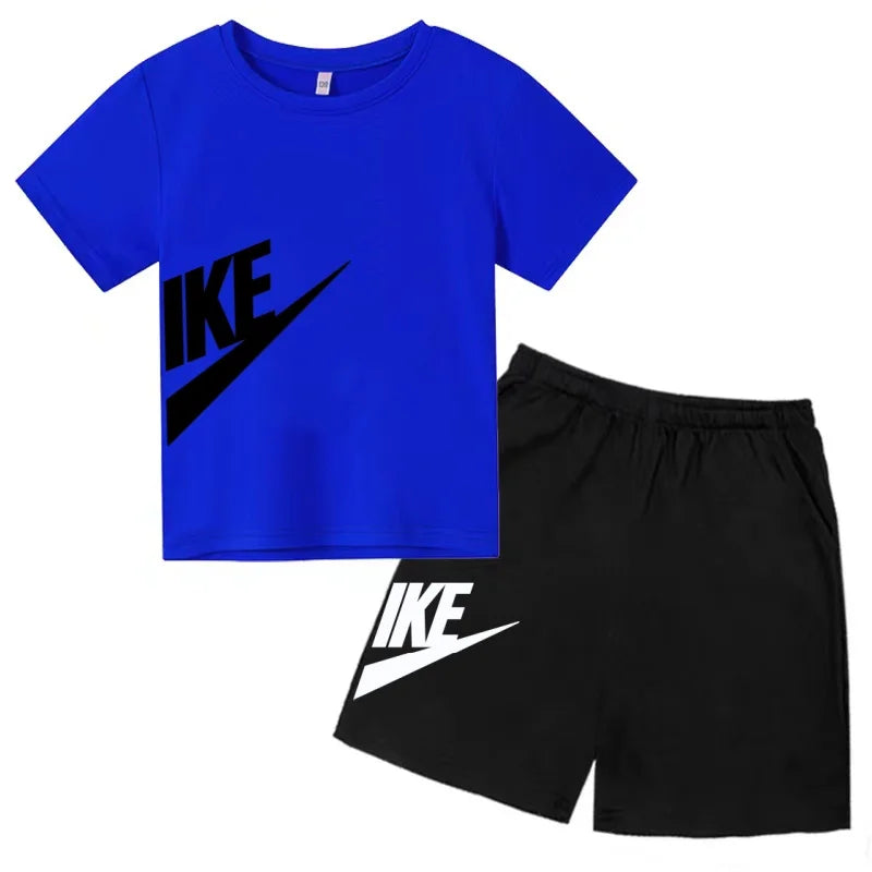 Summer Brand White T-shirt+Shorts Two-piece set Kids New Clothing Fashion Letter Boy Girl3-12Yrs Sports Short-sleeved Casual Set