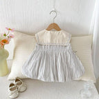 2026 Summer New Girls Preppy Style Striped Vest Dress Cotton Baby Girl Sailor Collar Sleeveless Dress Infant Toddler Clothes