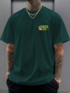 Men's Summer 100% Cotton Fashion Casual Sports Loose Graffiti Letter Print Round Neck Short Sleeve T-shirt Top