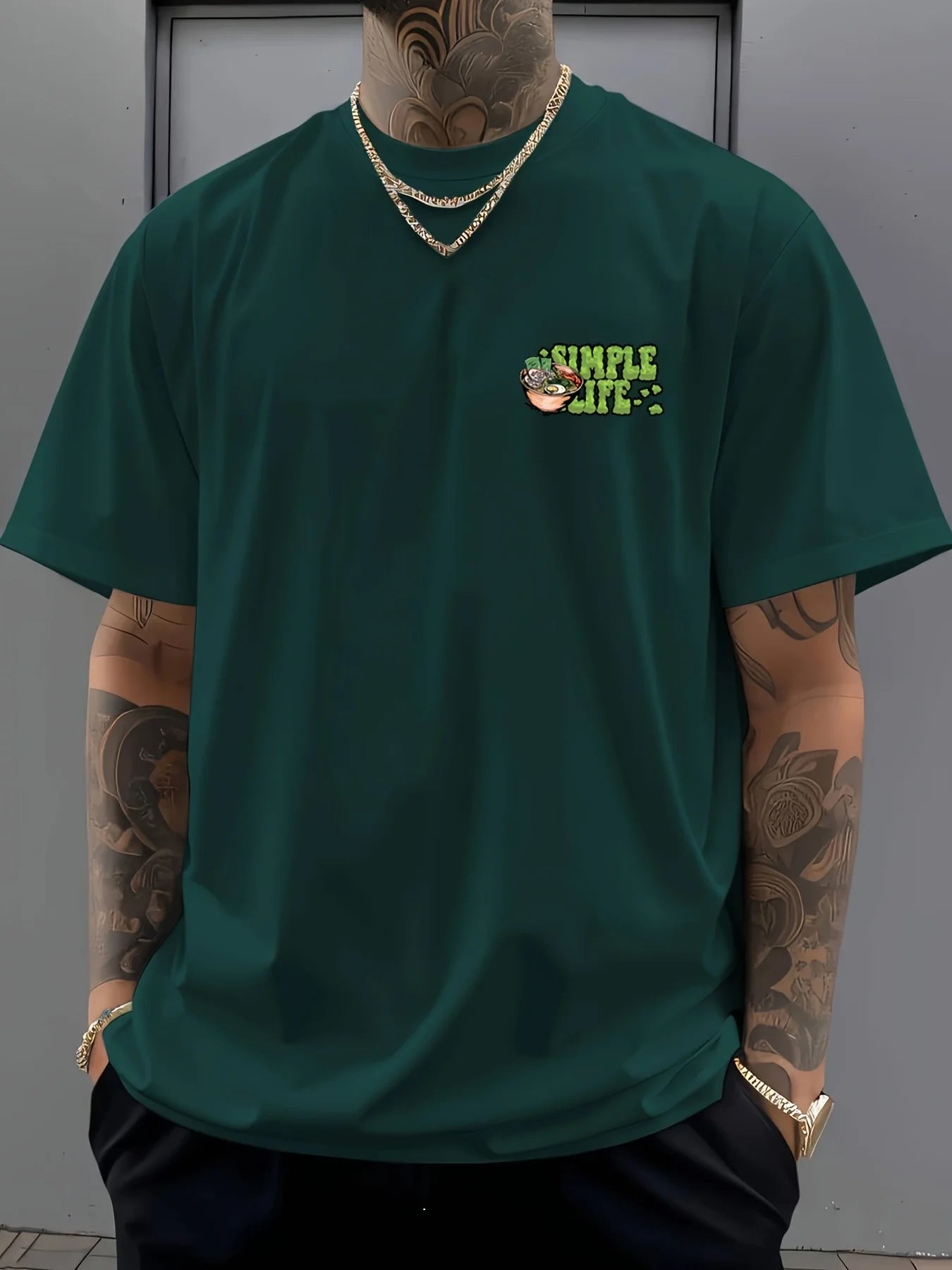 Men's Summer 100% Cotton Fashion Casual Sports Loose Graffiti Letter Print Round Neck Short Sleeve T-shirt Top
